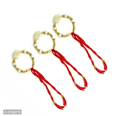 Designer Rakhi Set Pack of 3 Multicolor Designer Bhabhi Rakhi with Roli and Chawal