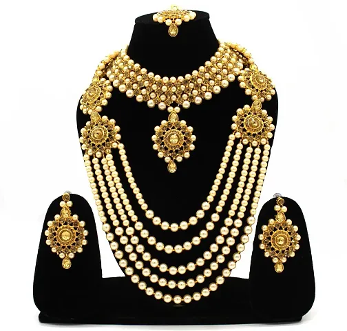 Pearl Work 5 Pieces Jewellery Set For Women