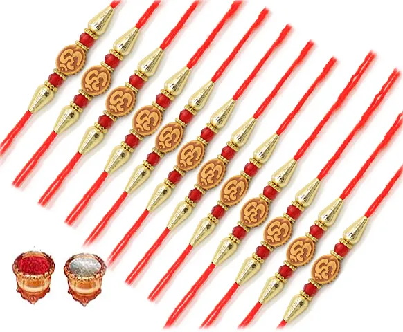 Designer Rakhi Set Pack of 12 Designer Rakhi with Roli and Chawal