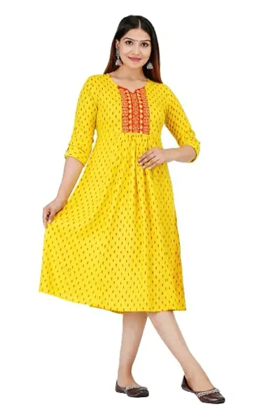 Fancy Rayon Printed Anarkali Kurti