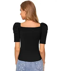 Elegant Black Polyester Solid Top For Women-thumb1