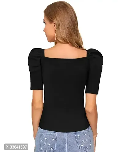 Elegant Black Polyester Solid Top For Women-thumb2