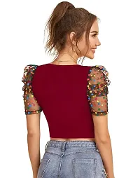 Elegant Maroon Polyester Solid Top For Women-thumb1