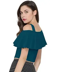 Elegant Blue Polyester Solid Top For Women-thumb1