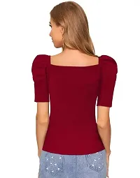 Elegant Maroon Polyester Solid Top For Women-thumb1