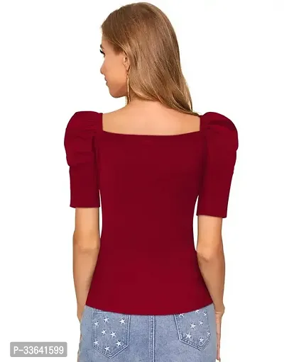 Elegant Maroon Polyester Solid Top For Women-thumb2