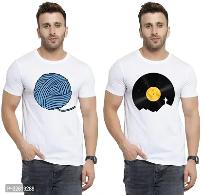 Reliable Polycotton Printed Round Neck Tees For Men Pack Of 2-thumb0