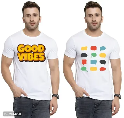 Reliable White Polycotton Printed T-Shirts For Men Pack Of 2-thumb0