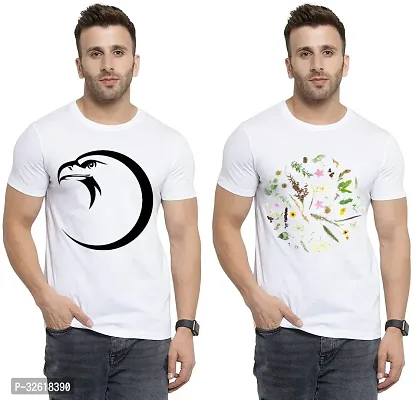 Reliable Polycotton Printed Round Neck Tees For Men Pack Of 2-thumb0