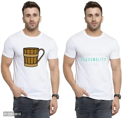 Reliable Polycotton Printed Round Neck Tees For Men Pack Of 2-thumb0