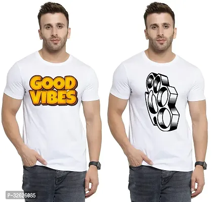 Stylish White Polycotton Round Neck T-Shirt For Men Pack Of 2-thumb0