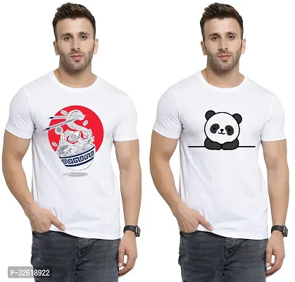 Reliable Polycotton Printed Round Neck Tees For Men Pack Of 2