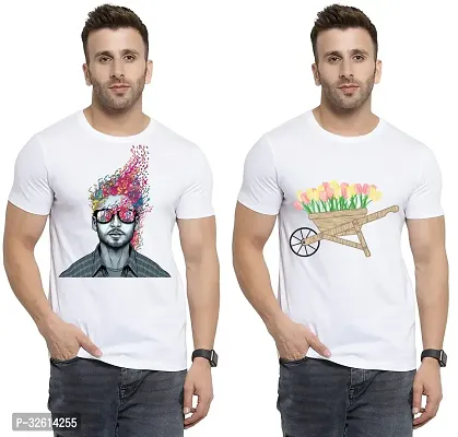 Reliable White Polycotton Printed T-Shirts For Men Pack Of 2-thumb0