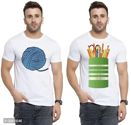 Reliable Polycotton Printed Round Neck Tees For Men Pack Of 2-thumb0