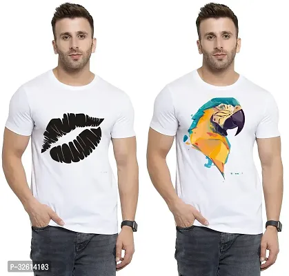 Reliable White Polycotton Printed T-Shirts For Men Pack Of 2-thumb0