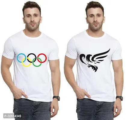 Reliable White Polycotton Printed T-Shirts For Men Pack Of 2