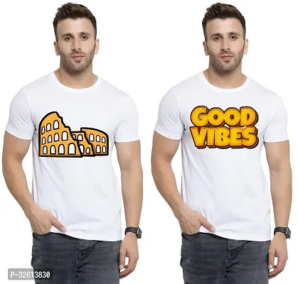 Reliable White Polycotton Printed T-Shirts For Men Pack Of 2-thumb0