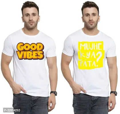 Reliable White Polycotton Printed T-Shirts For Men Pack Of 2-thumb0