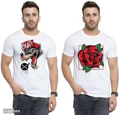 Reliable Polycotton Printed Round Neck Tees For Men Pack Of 2-thumb0