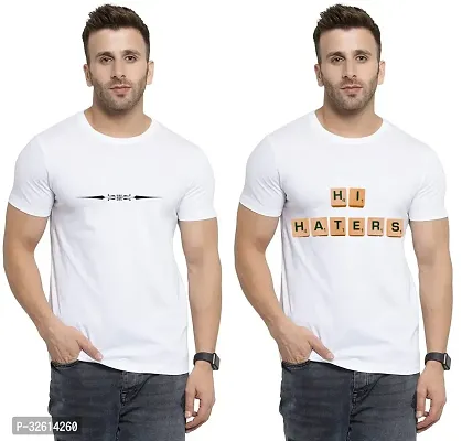 Reliable White Polycotton Printed T-Shirts For Men Pack Of 2