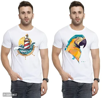 Reliable Polycotton Printed Round Neck Tees For Men Pack Of 2-thumb0