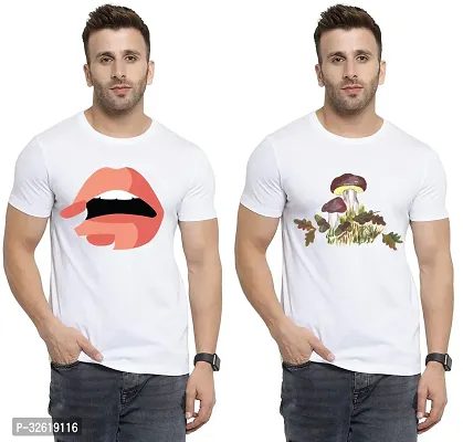 Reliable Polycotton Printed Round Neck Tees For Men Pack Of 2-thumb0