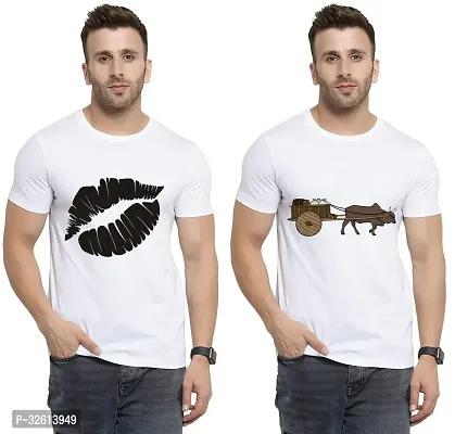 Reliable White Polycotton Printed T-Shirts For Men Pack Of 2-thumb0