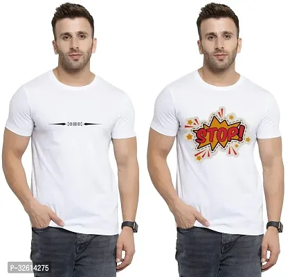 Reliable White Polycotton Printed T-Shirts For Men Pack Of 2-thumb0