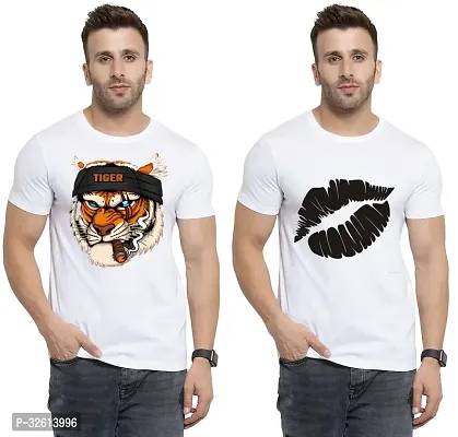 Reliable White Polycotton Printed T-Shirts For Men Pack Of 2