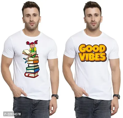 Reliable White Polycotton Printed T-Shirts For Men Pack Of 2-thumb0