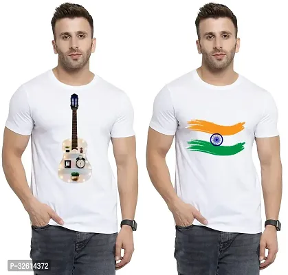 Reliable White Polycotton Printed T-Shirts For Men Pack Of 2