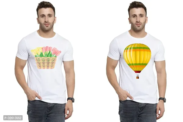 Reliable White Polycotton Printed T-Shirts For Men Pack Of 2-thumb0