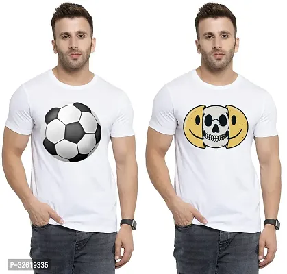 Reliable Polycotton Printed Round Neck Tees For Men Pack Of 2-thumb0