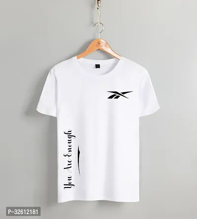 Stylish White Polycotton Printed Round Neck Tees For Men