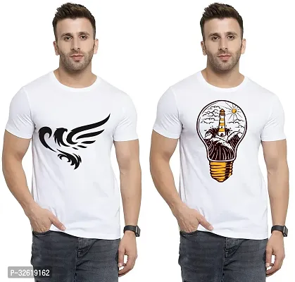 Reliable Polycotton Printed Round Neck Tees For Men Pack Of 2-thumb0