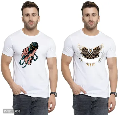 Reliable Polycotton Printed Round Neck Tees For Men Pack Of 2-thumb0