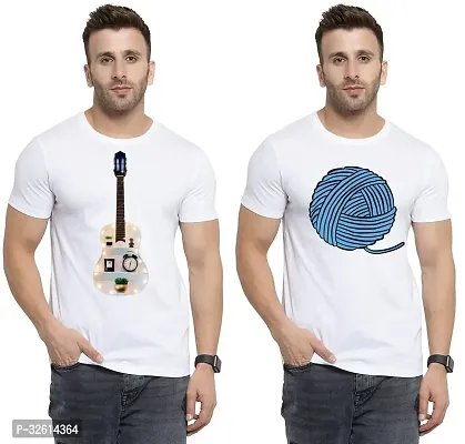 Reliable White Polycotton Printed T-Shirts For Men Pack Of 2