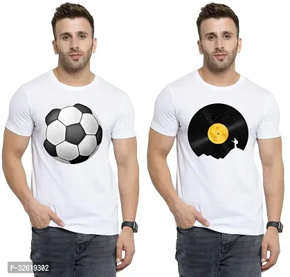 Reliable Polycotton Printed Round Neck Tees For Men Pack Of 2-thumb0