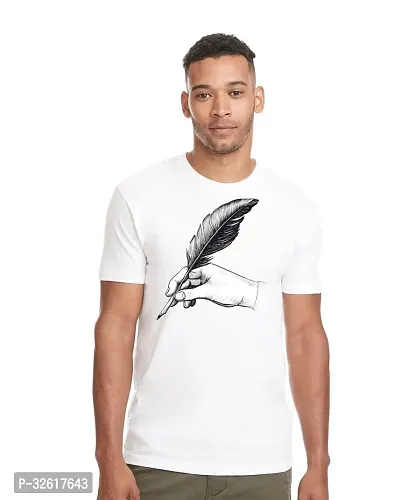 Stylish Polycotton White Printed Tees For Men-thumb0