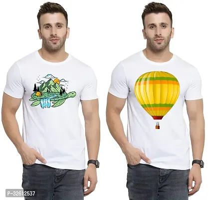 Reliable White Polycotton Printed T-Shirts For Men Pack Of 2-thumb0