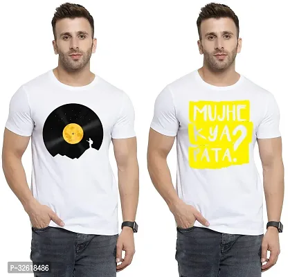 Reliable Polycotton Printed Round Neck Tees For Men Pack Of 2