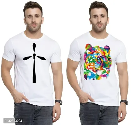 Reliable White Polycotton Printed T-Shirts For Men Pack Of 2-thumb0