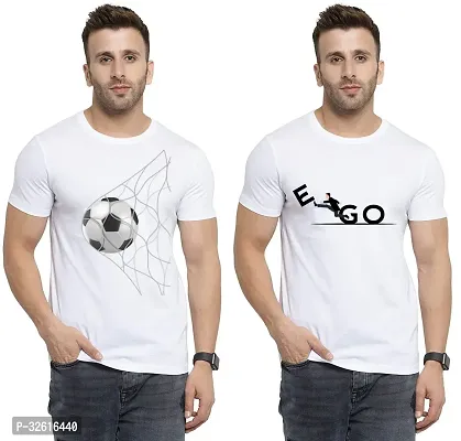 Reliable White Polycotton Printed Round Neck Tshirt For Men Pack Of 2