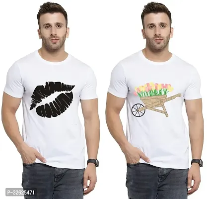 Stylish White Polycotton Round Neck T-Shirt For Men Pack Of 2-thumb0