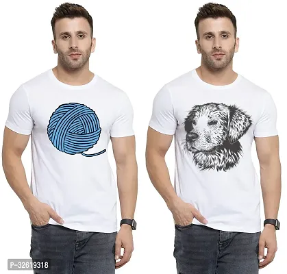 Reliable Polycotton Printed Round Neck Tees For Men Pack Of 2-thumb0