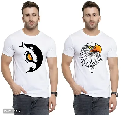 Reliable White Polycotton Printed T-Shirts For Men Pack Of 2