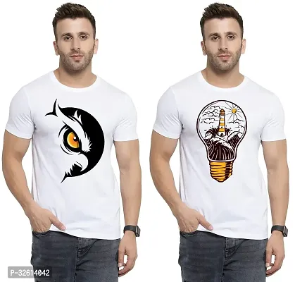 Reliable White Polycotton Printed T-Shirts For Men Pack Of 2-thumb0