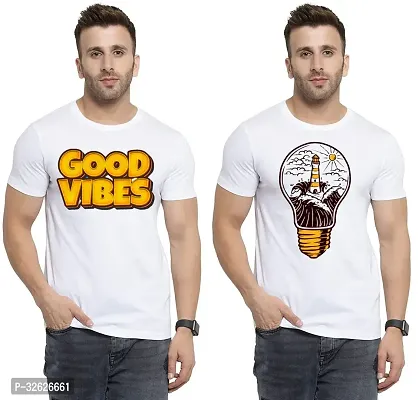 Stylish White Polycotton Round Neck T-Shirt For Men Pack Of 2-thumb0