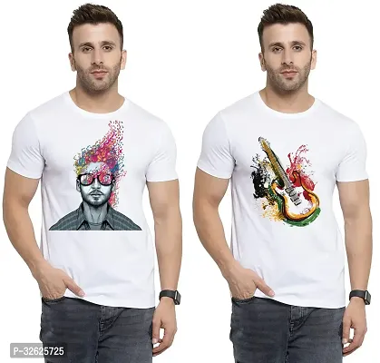 Stylish White Polycotton Round Neck T-Shirt For Men Pack Of 2