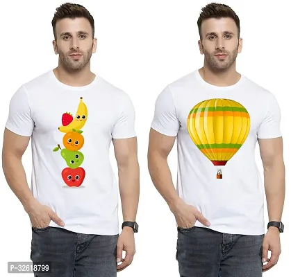 Reliable Polycotton Printed Round Neck Tees For Men Pack Of 2-thumb0